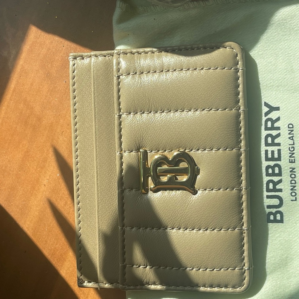 Burberry Taupe Quilted Card Holder - Picture 2 of 3